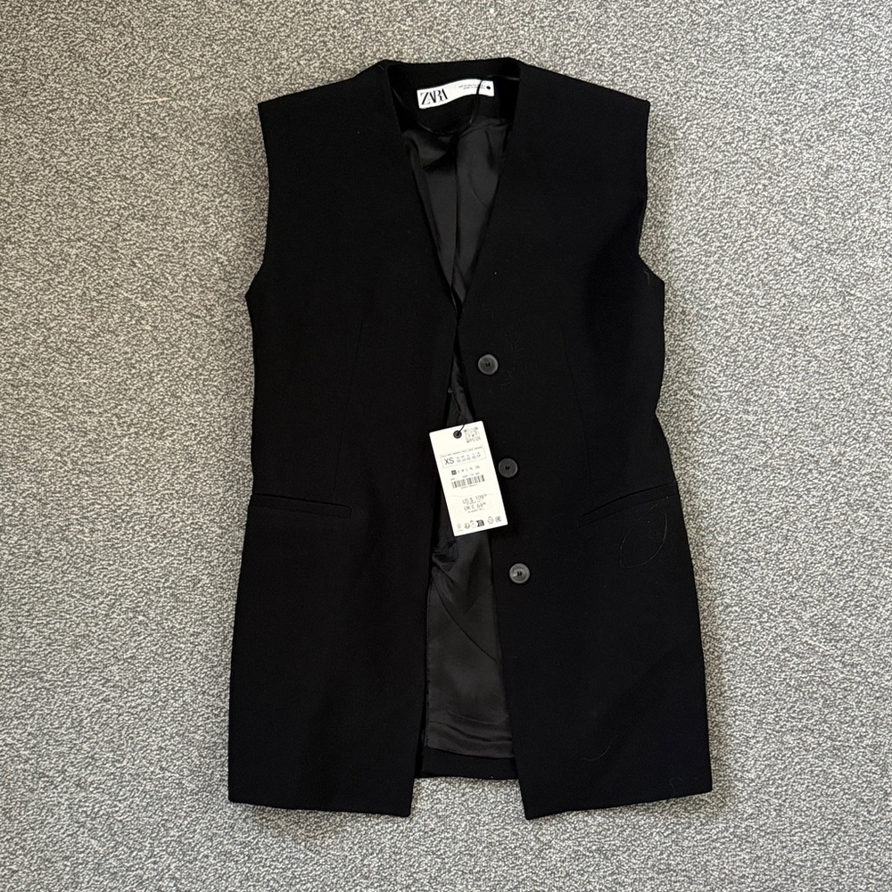 Zara Black Tailored Sleeveless Blazer Vest